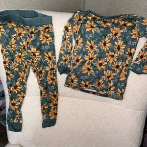 Floral Pajama Set - Green and Yellow